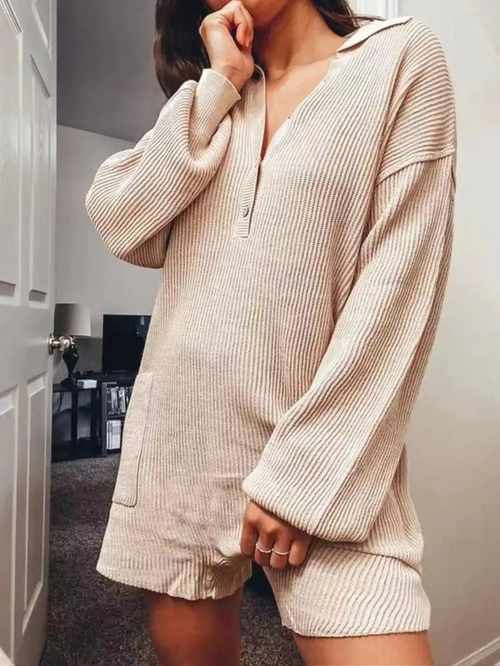 Easygoing Knit Ribbed Romper