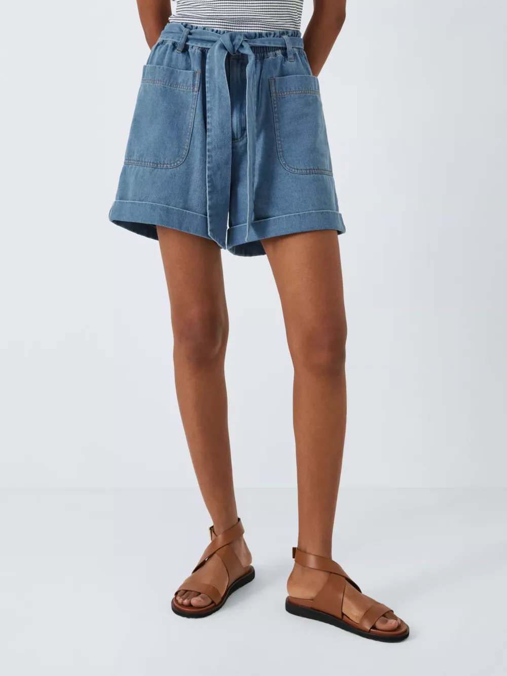 Paperbag Denim Shorts