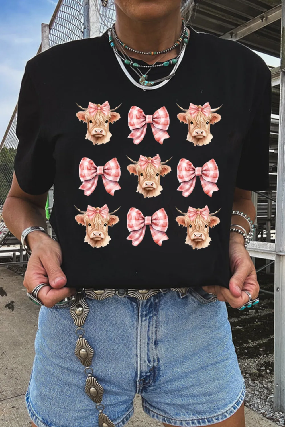 Cow With Bow Graphic Tee