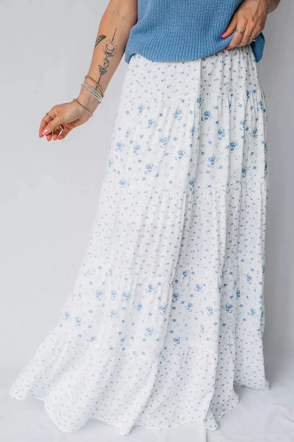 Floral High Waist Maxi Skirt