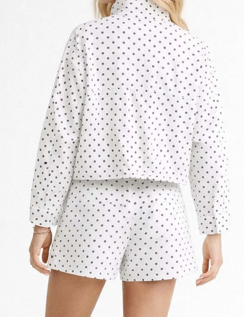 Chic Polka Dot Color Block Wide Leg Shorts