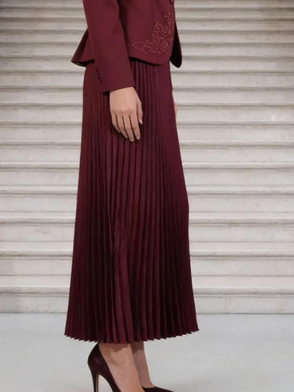 Draped Button Front Long Sleeve Coordinated Set