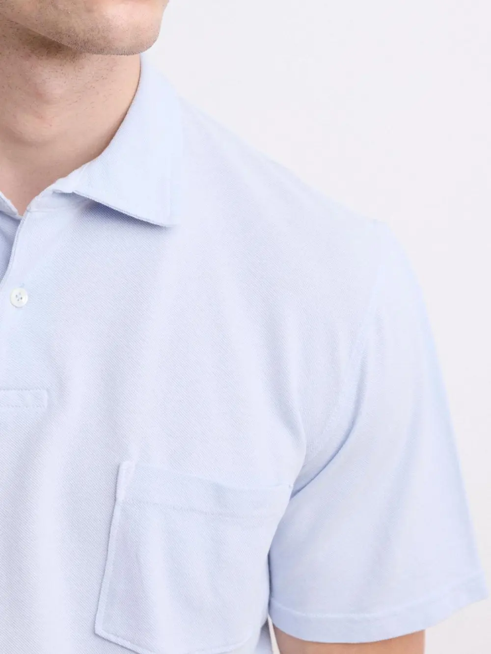 Comfortable Casual Breathable Soft Faded Blue Polo Shirt