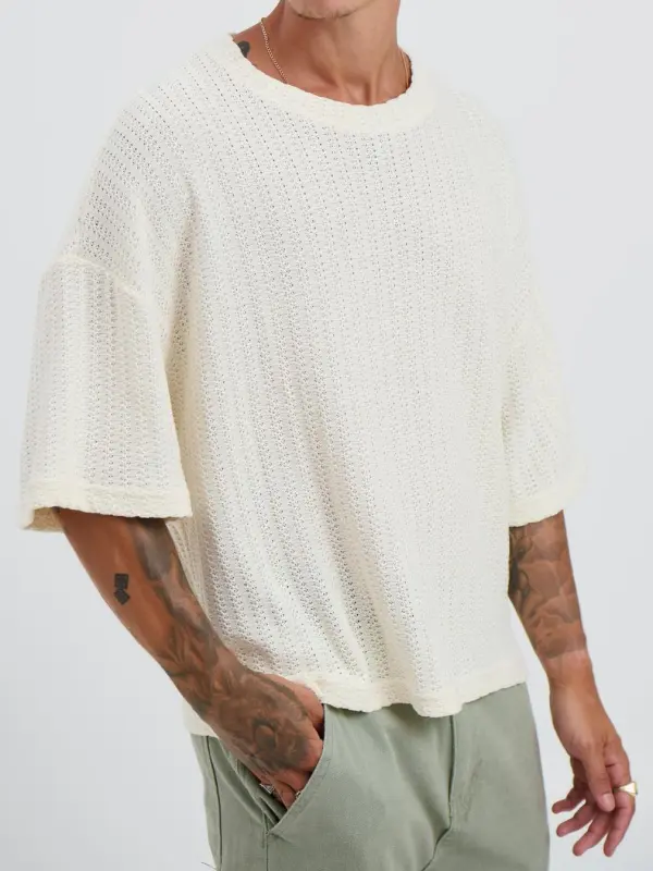 Simple Casual And Daily Two Thread Stitch Tee