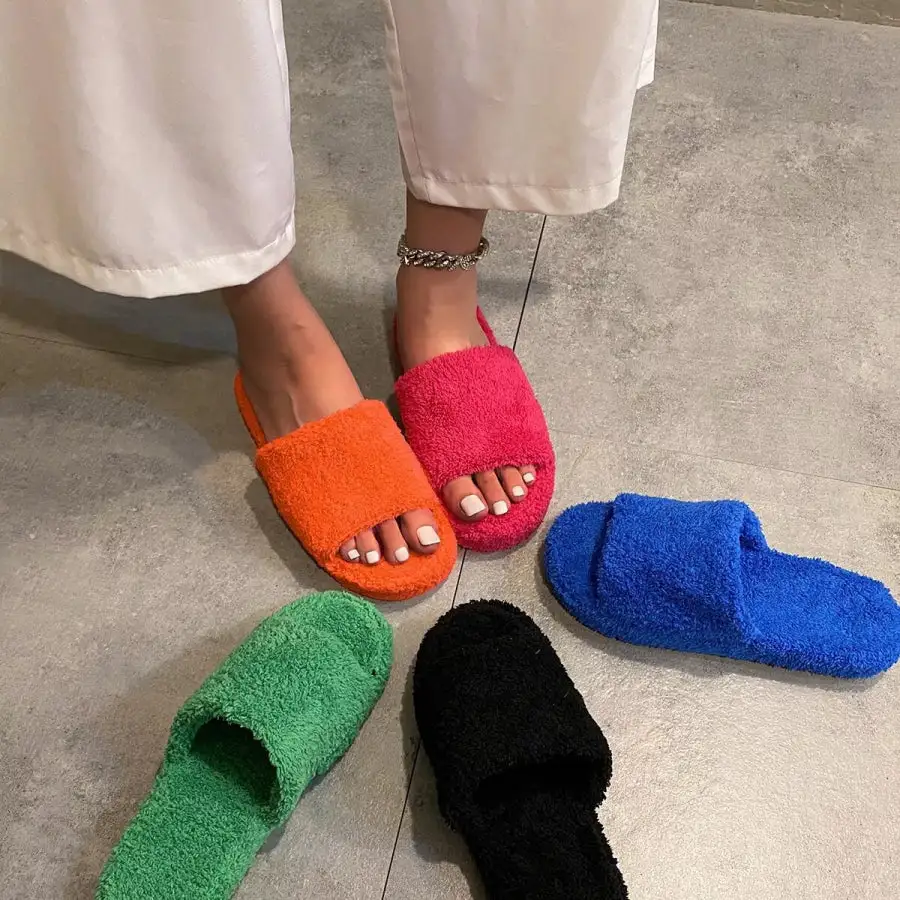 Textured Open Toe Platform Slippers