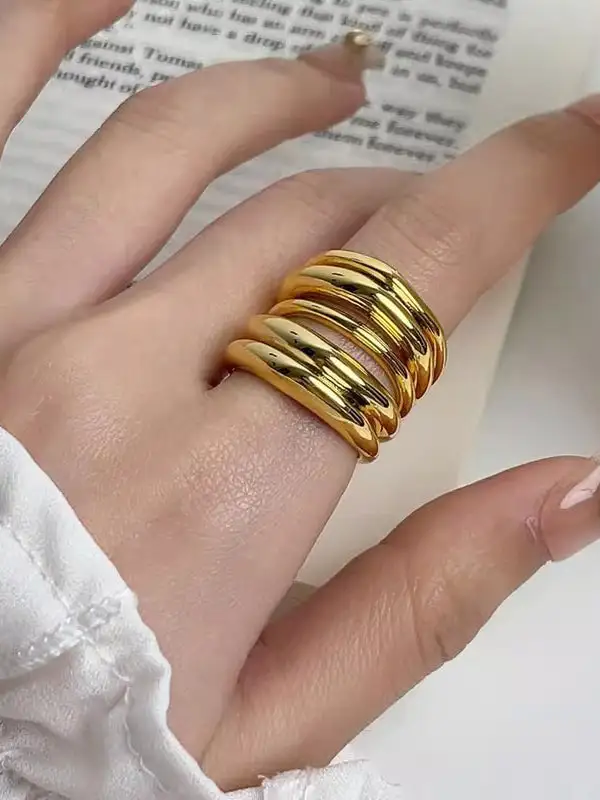 Geometric Polished Alloy Refined Ring
