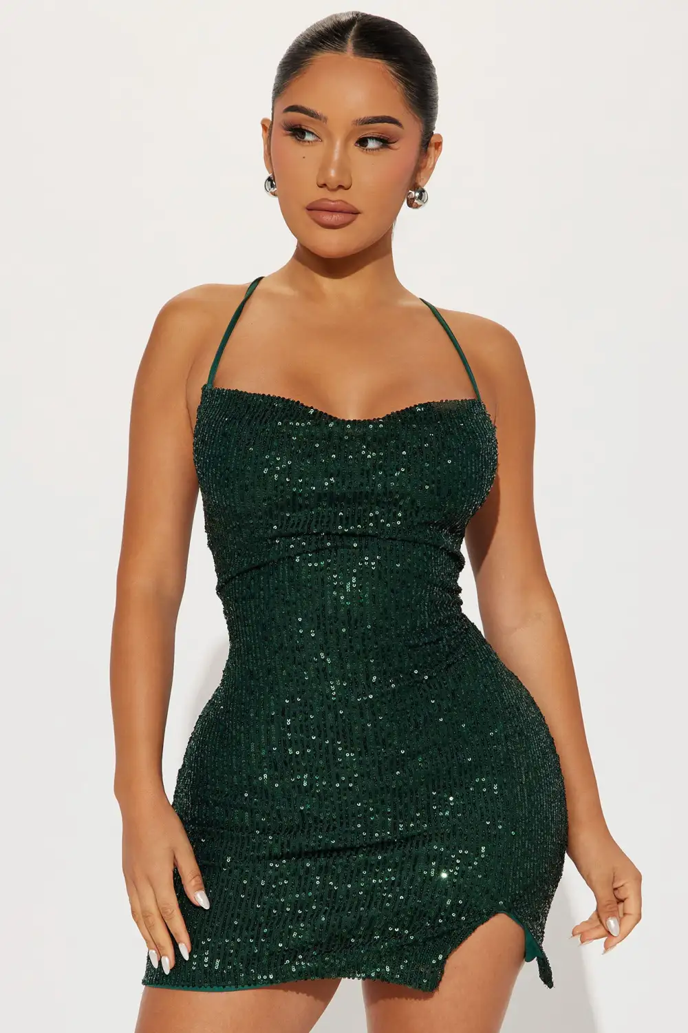 Anyah Sequin Mini Dress - Hunter