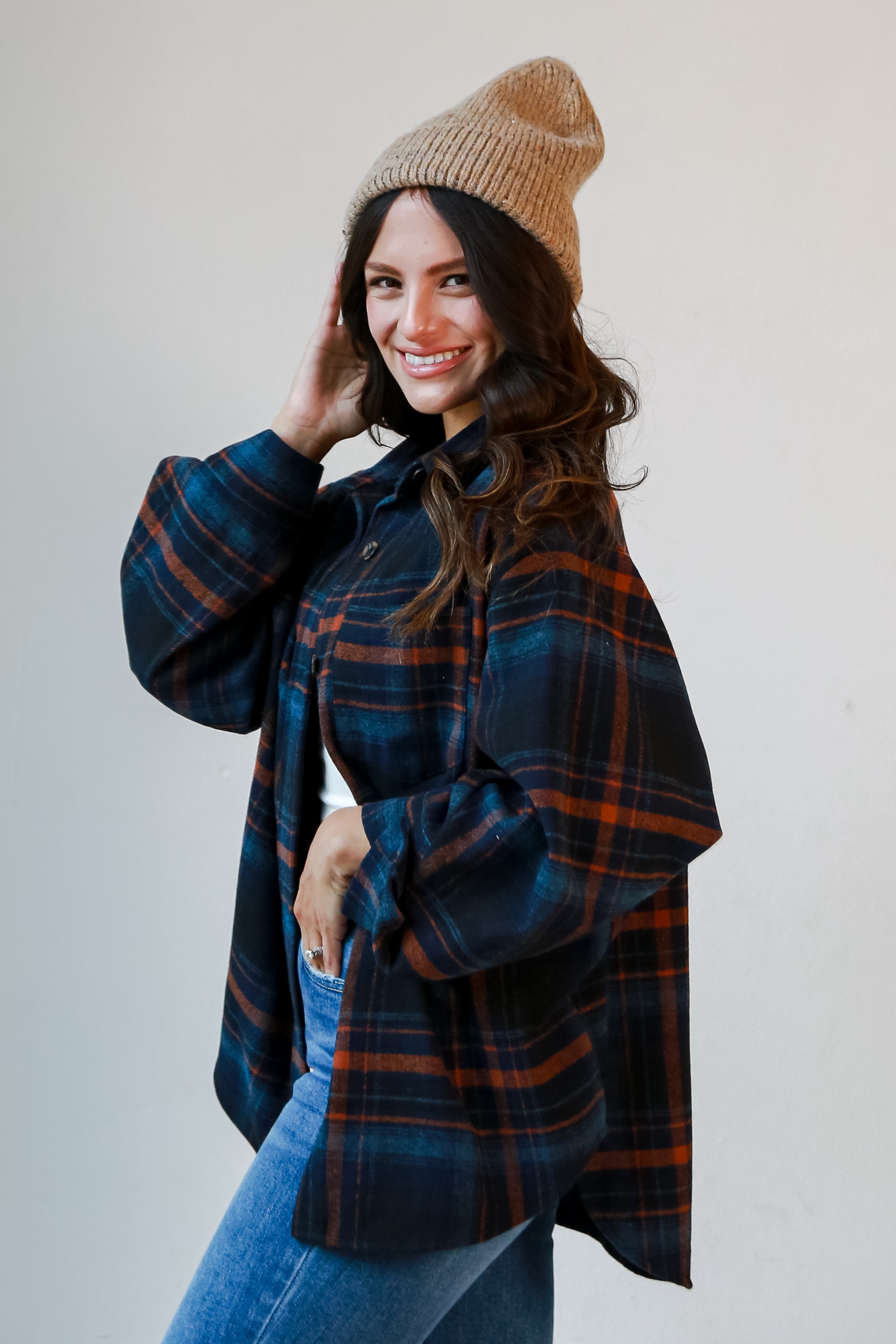 FINAL SALE - Sweetest Mood Navy Plaid Shacket