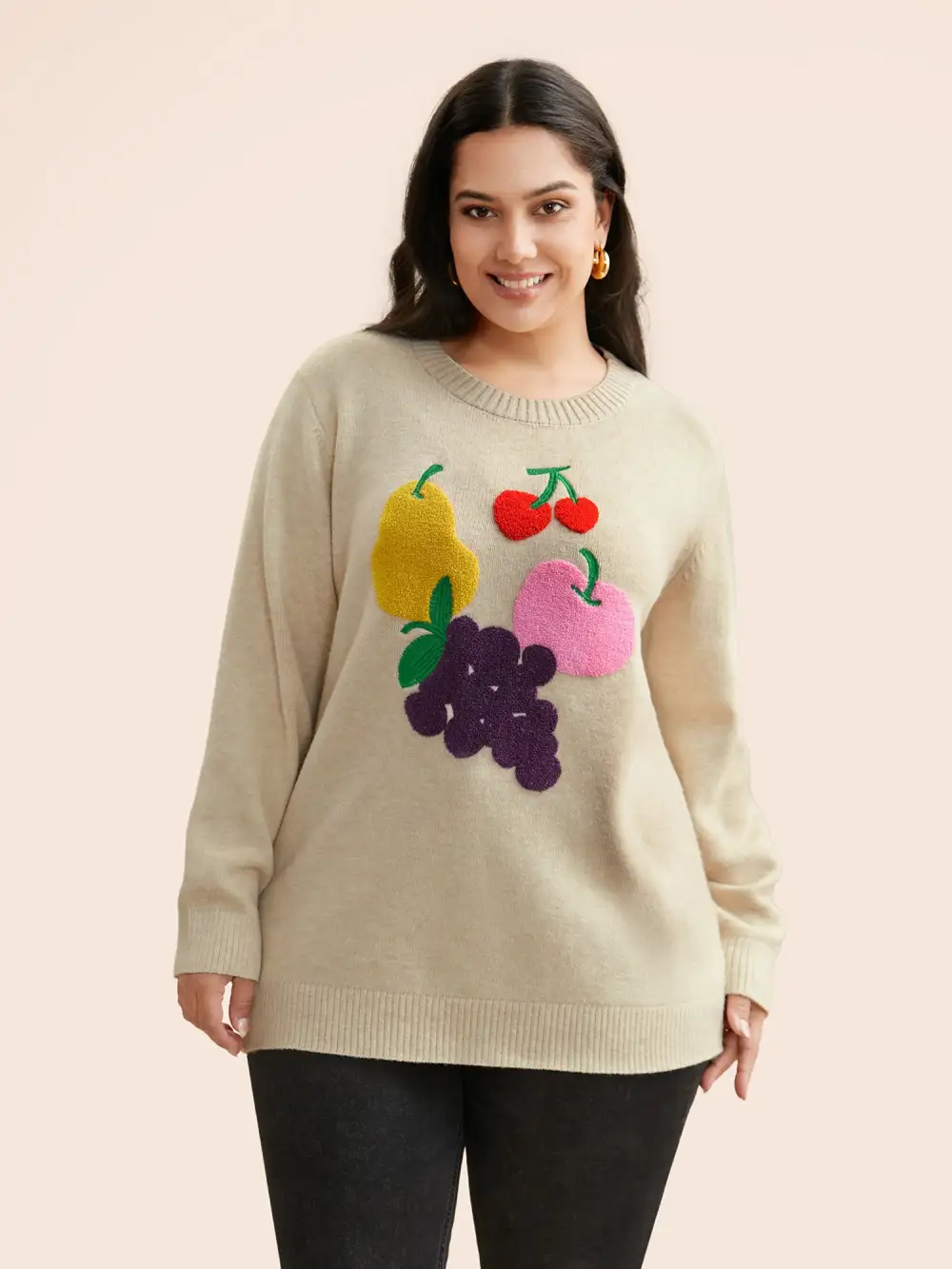 Supersoft Essentials Crew Neck Fruit Embroidered Pullover