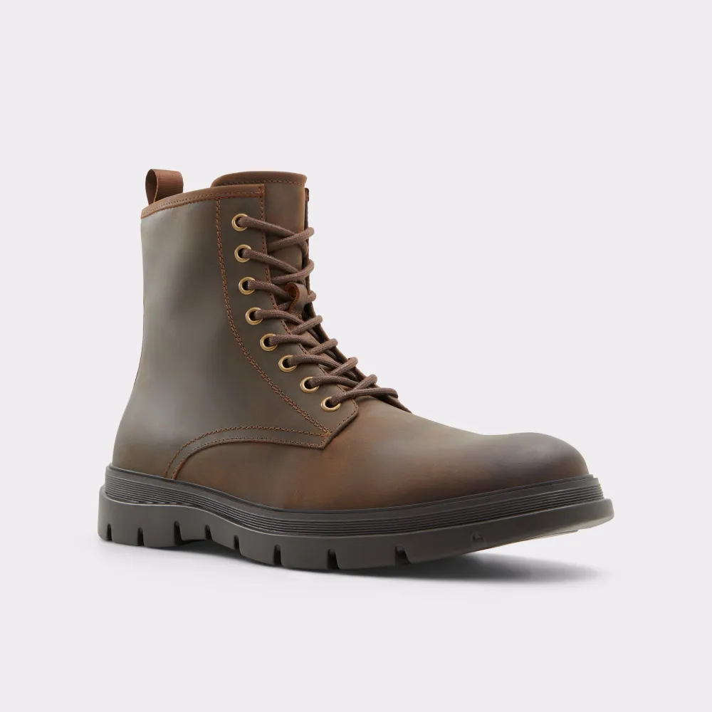 Dark Brown High Top Flat Lace-Up Men's Boots