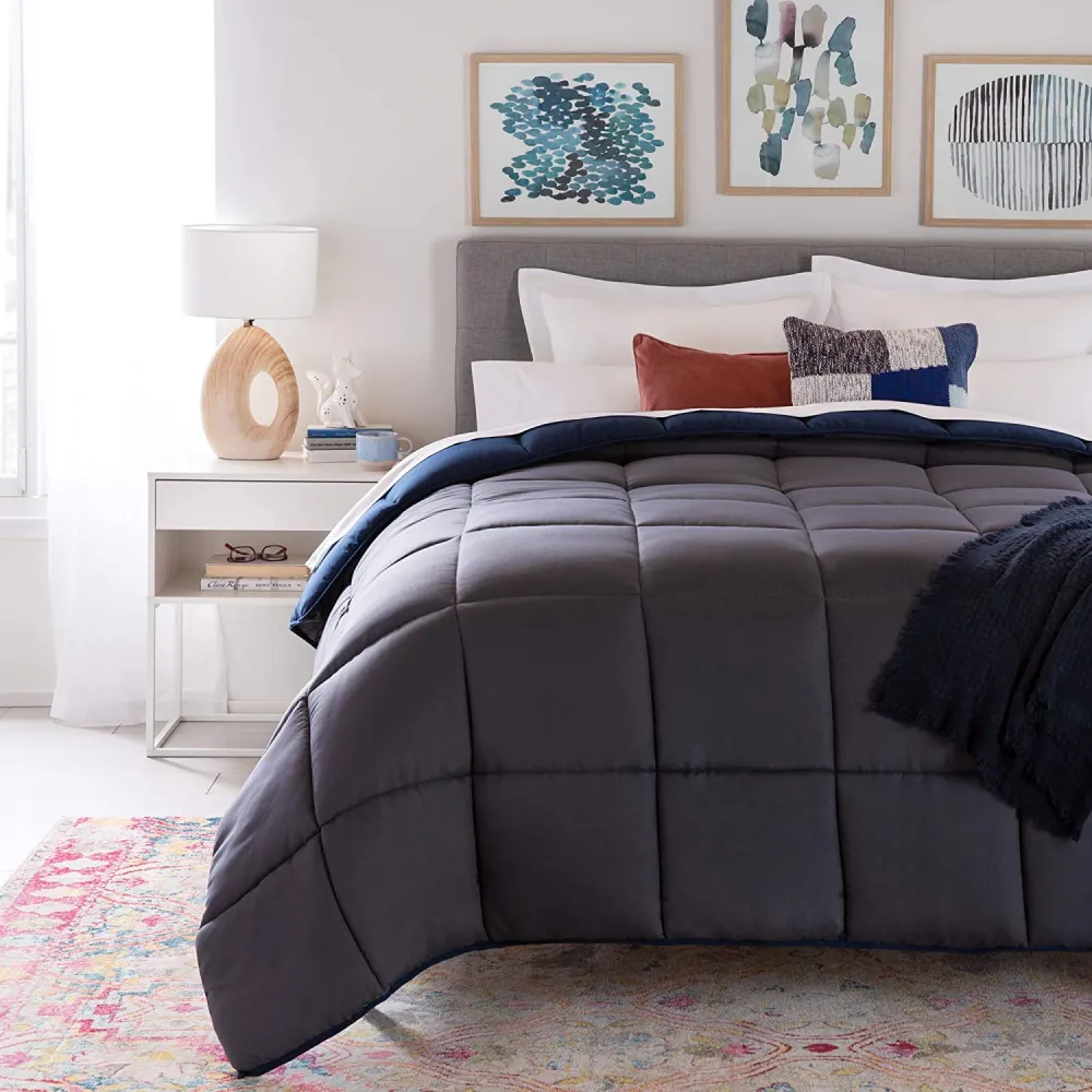 All-Season Quilted Comforter - Corner Duvet Tabs - Hypoallergenic - Plush Microfiber Fill - Machine Washable - Duvet Insert