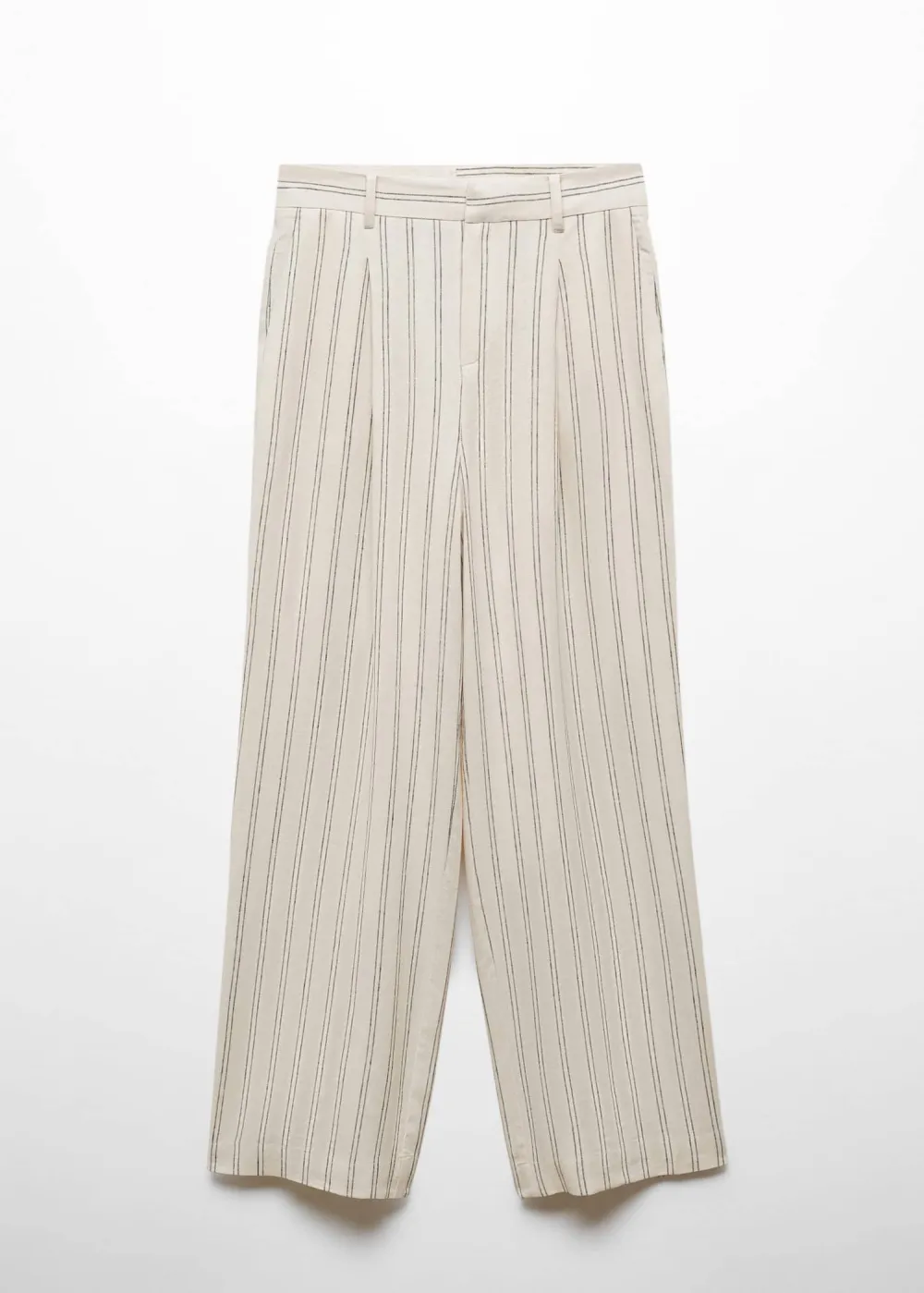 Striped linen-blend pants