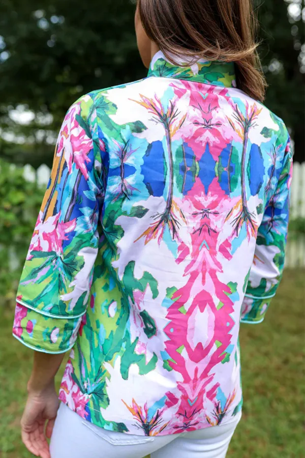 Watercolor Floral Collar Top