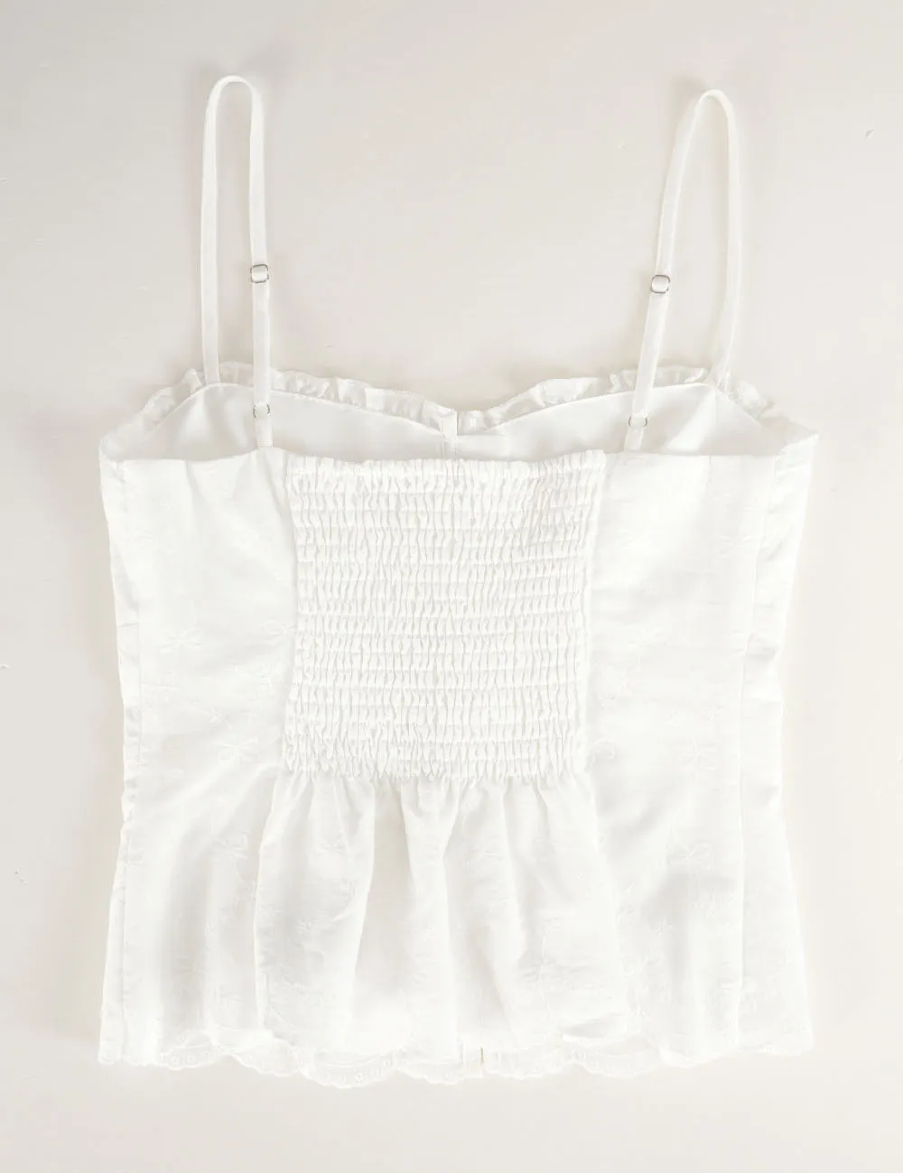 Embroidery Sleeveless Button Front Peplum Cami Top