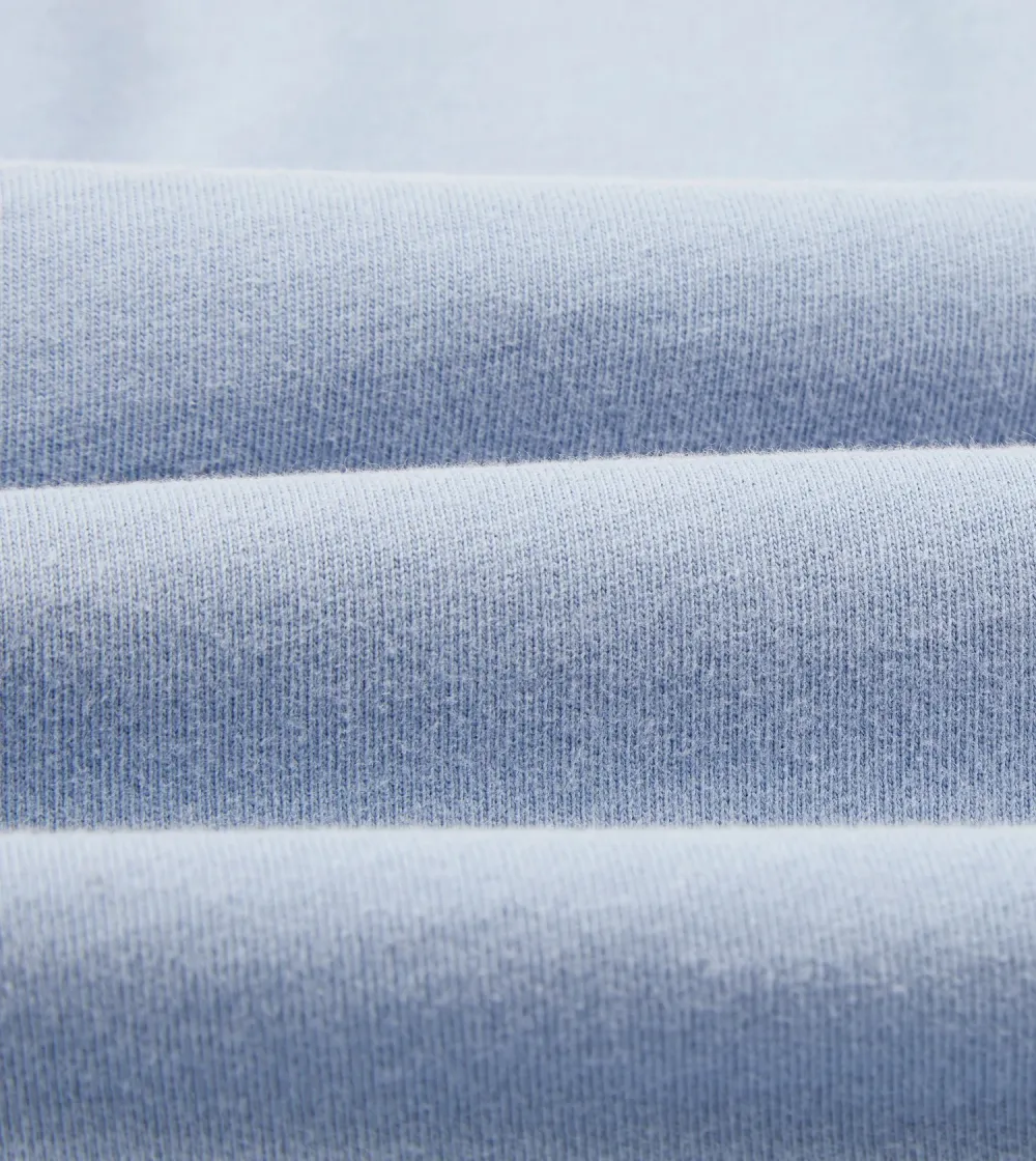 Casual Style Light Indigo Cotton Crew Neck Hiking T-Shirt