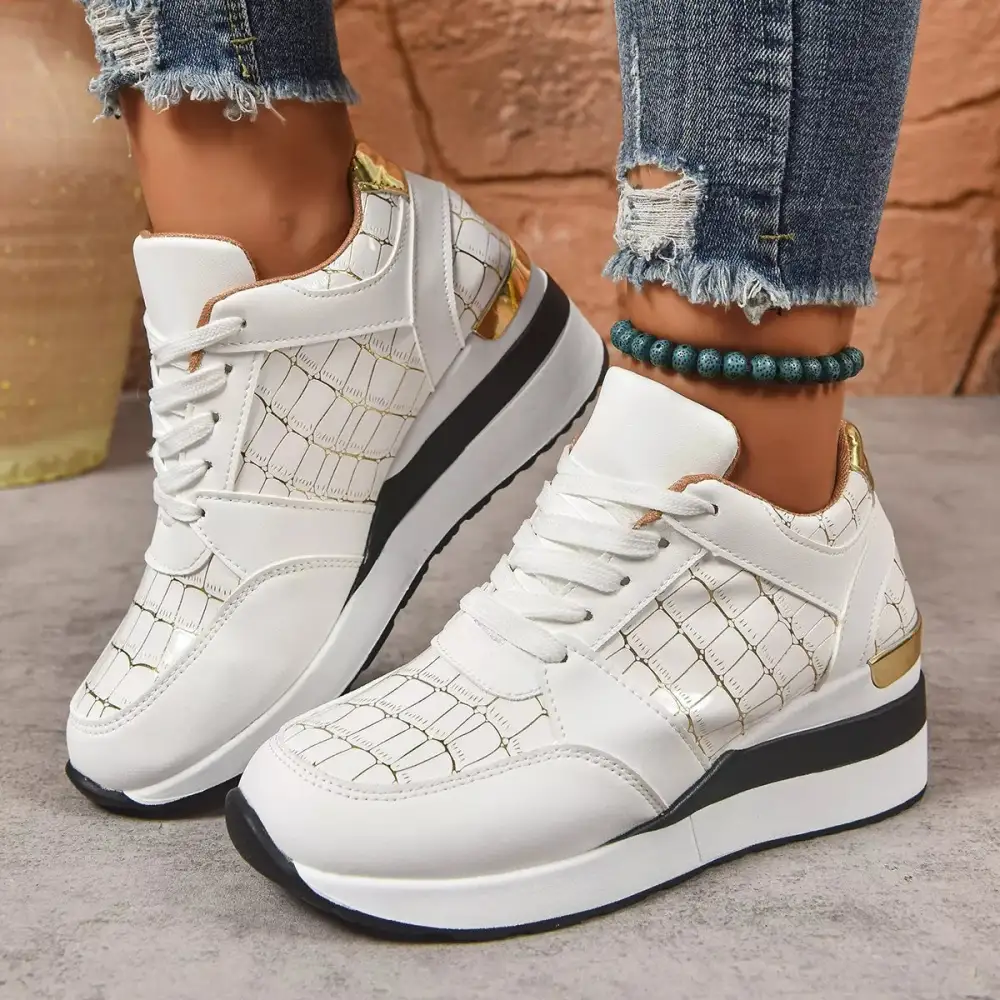 Refined Lace-Up Round Toe Sneakers