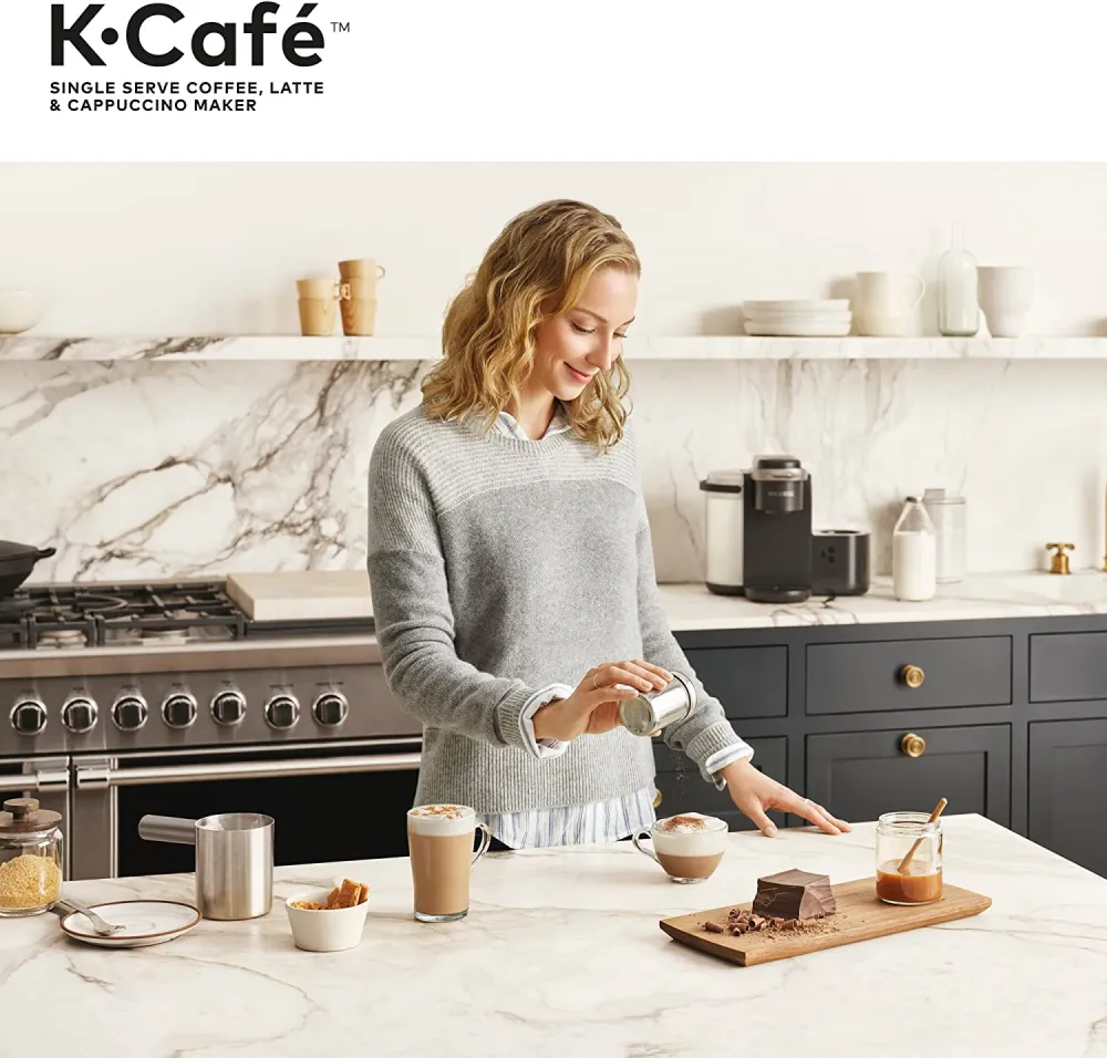 K-Cafe Single-Serve K-Cup Coffee Maker, Latte Maker and Cappuccino Maker, Comes with Dishwasher Safe Milk Frother, Coffee Shot Capability, Compatible With all K-Cup Pods, Dark Charcoal