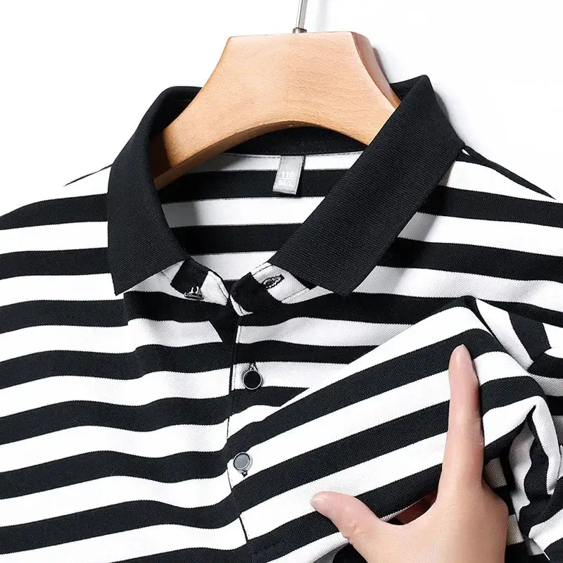 Striped Cotton Collar Polo