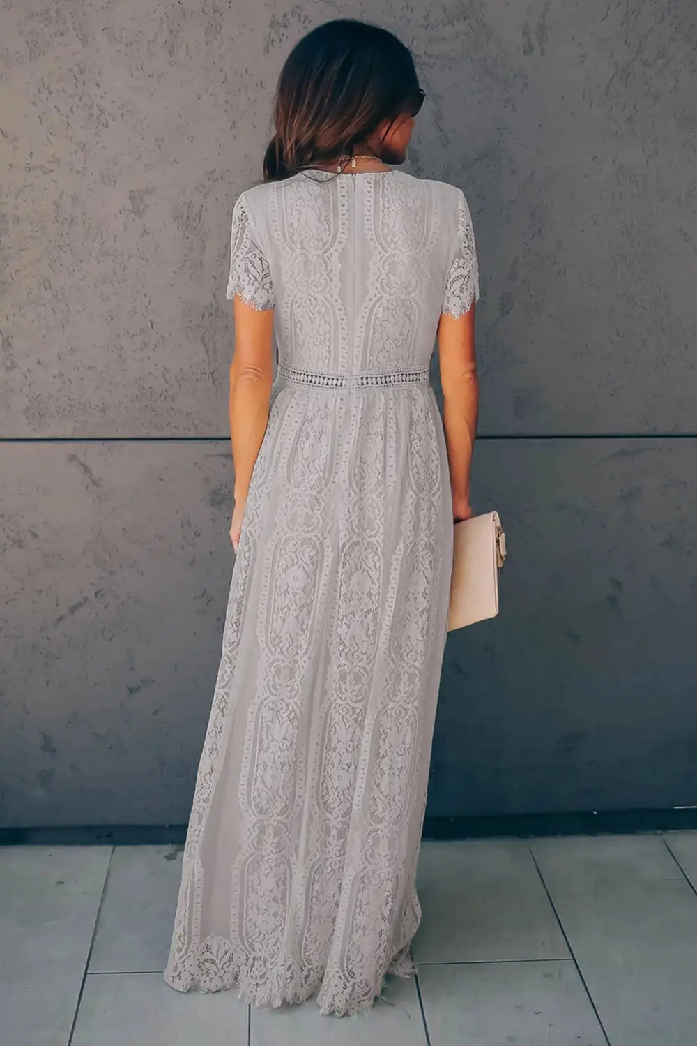 V-Neck Lace Maxi Dress