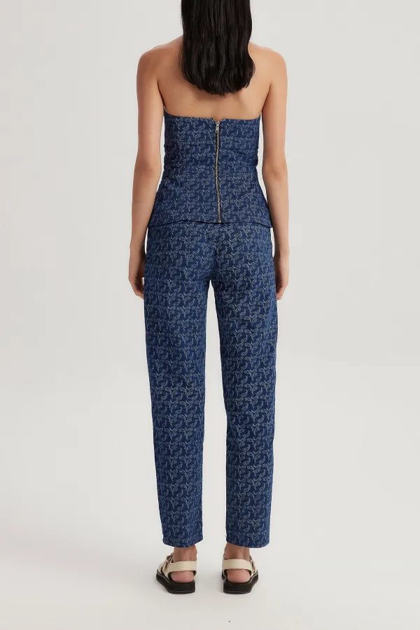 Textured Denim Pants