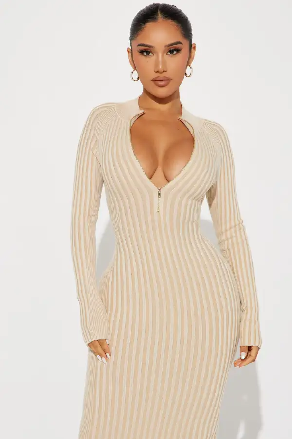 Keeping You Warm Sweater Maxi Dress - Cream