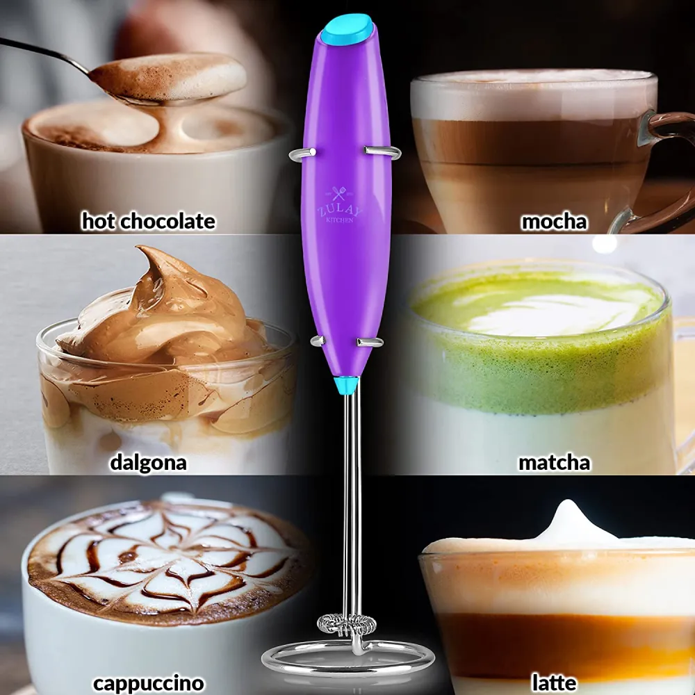 Powerful Milk Frother Handheld Foam Maker for Lattes - Whisk Drink Mixer for Coffee, Mini Foamer for Cappuccino, Frappe, Matcha, Hot Chocolate by Milk Boss (Black)