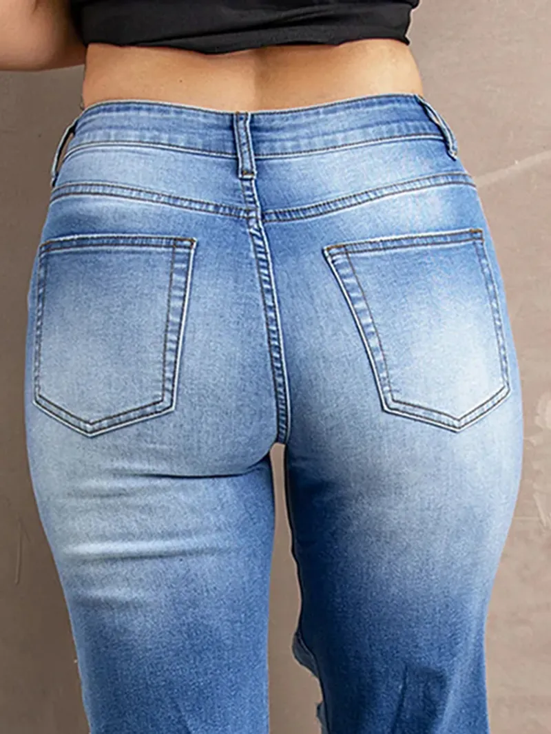 Women's ripped gradient jeans