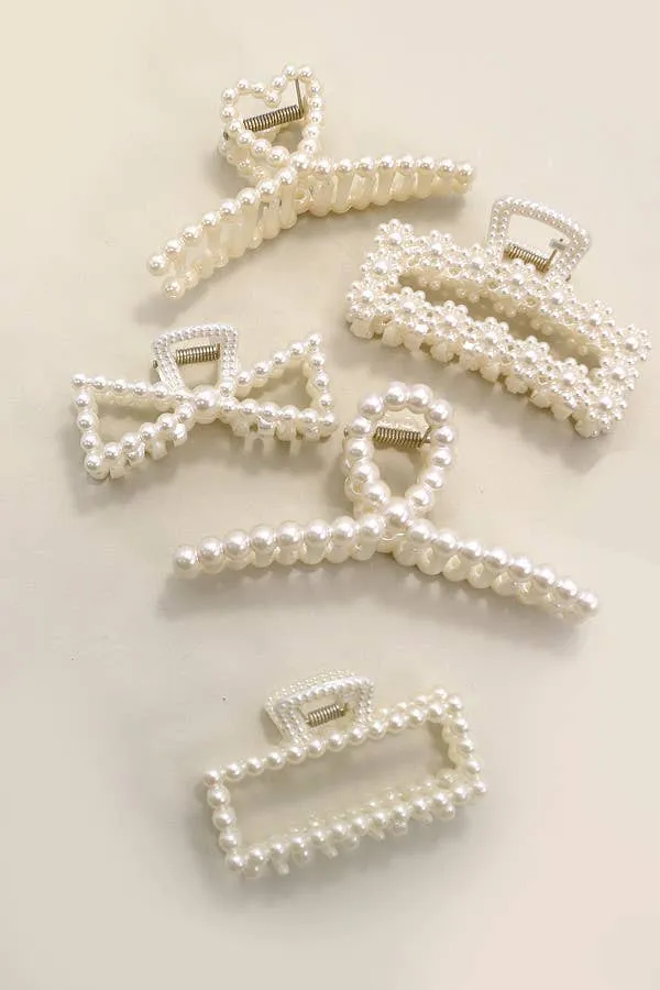 Pearl Accent Hair Claw Set