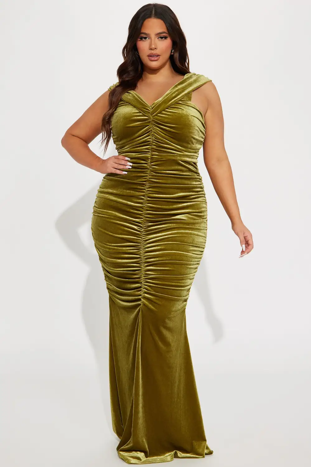 Karissa Velvet Maxi Dress - Chartreuse