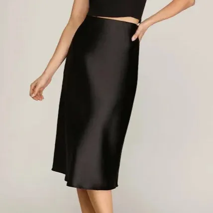 Refined Satin Midi Skirt