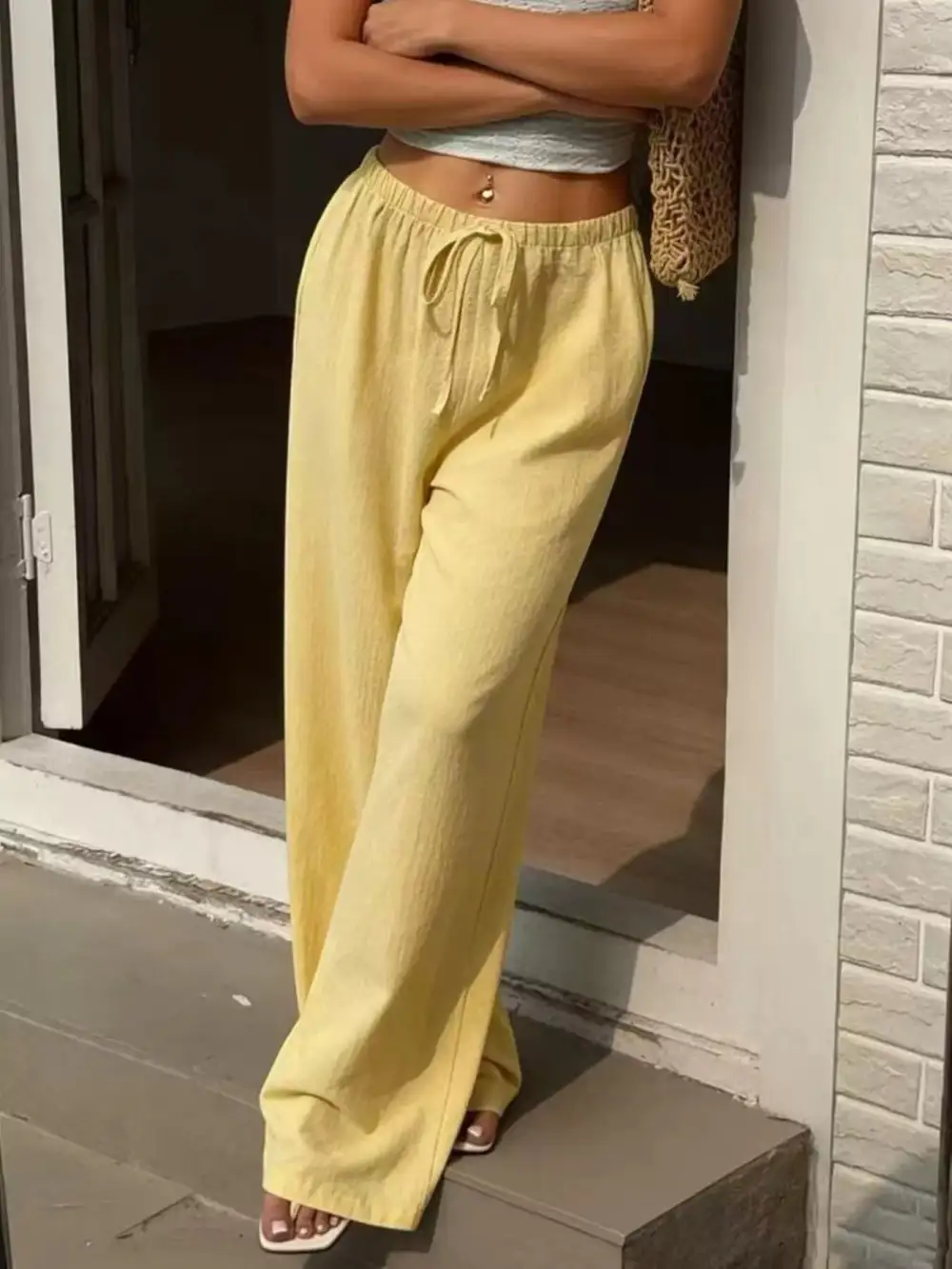 Plus Size Wide Leg Drawstring Pants