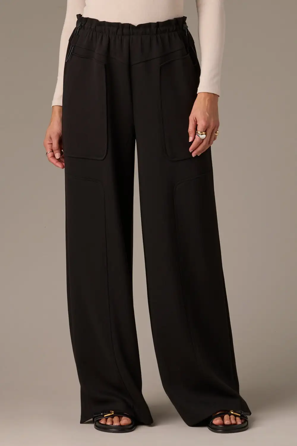 Petite Pull-On Side Slit Wide Leg Pants