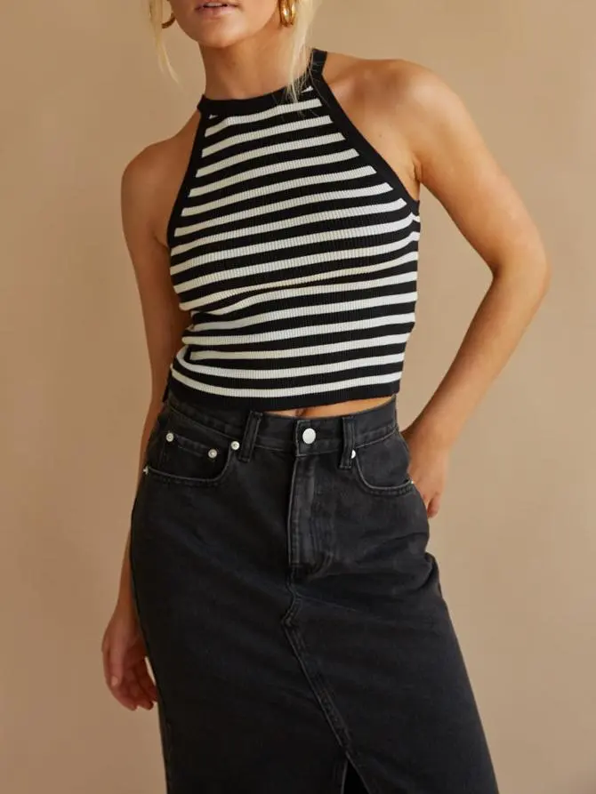 Striped Halter Tank Top