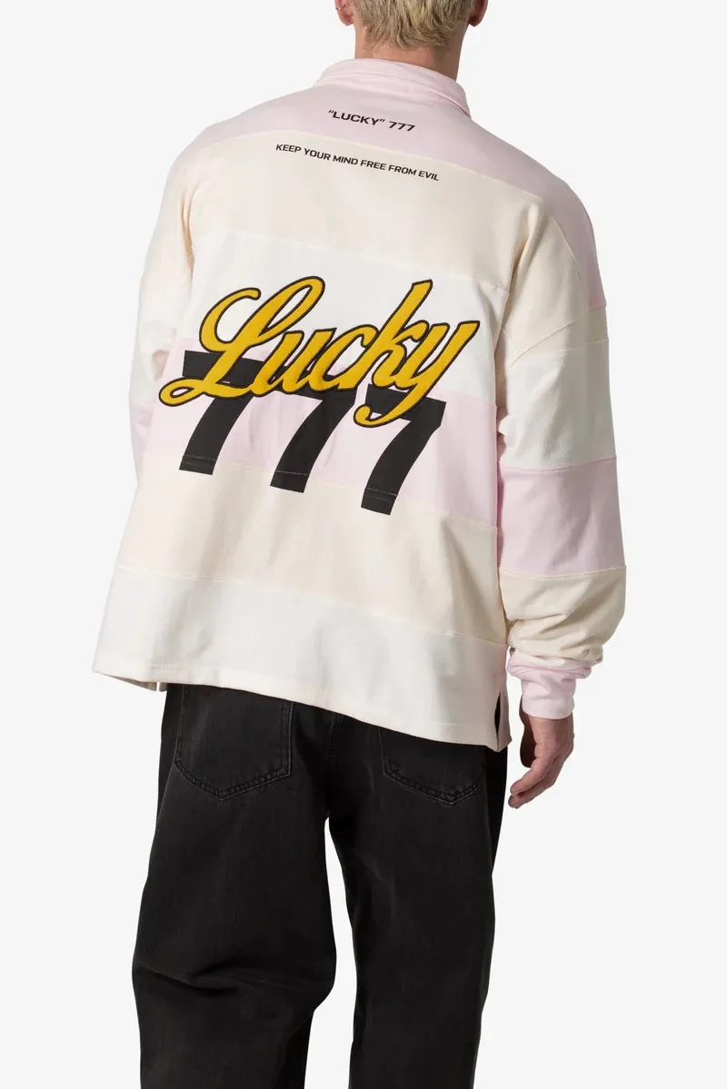 PINK AND BEIGE STRIPED RUGBY SHIRT