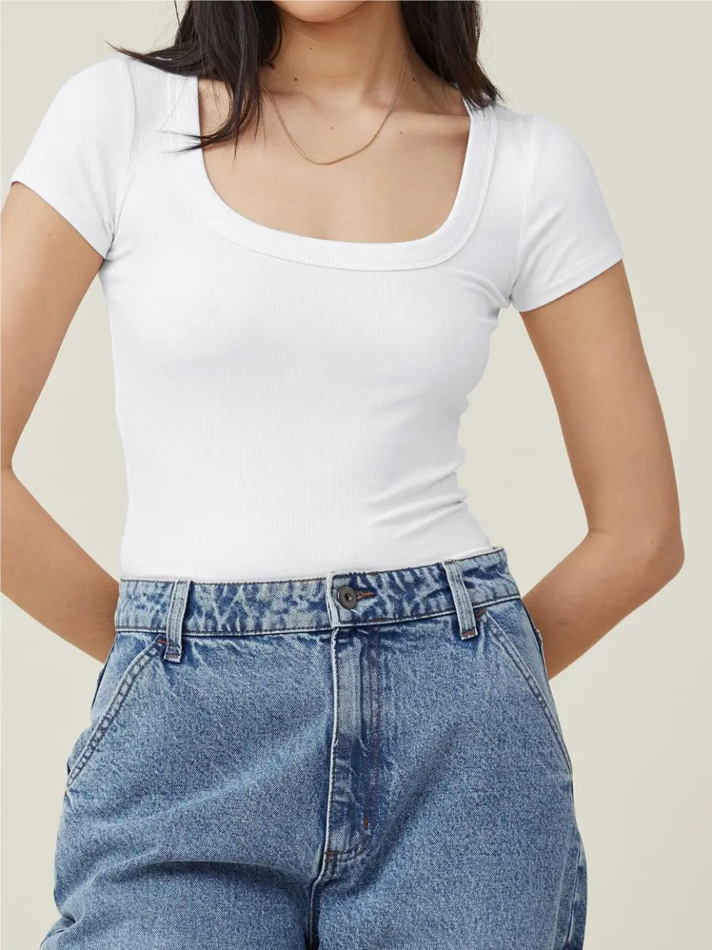 Cropped Square-neck Top