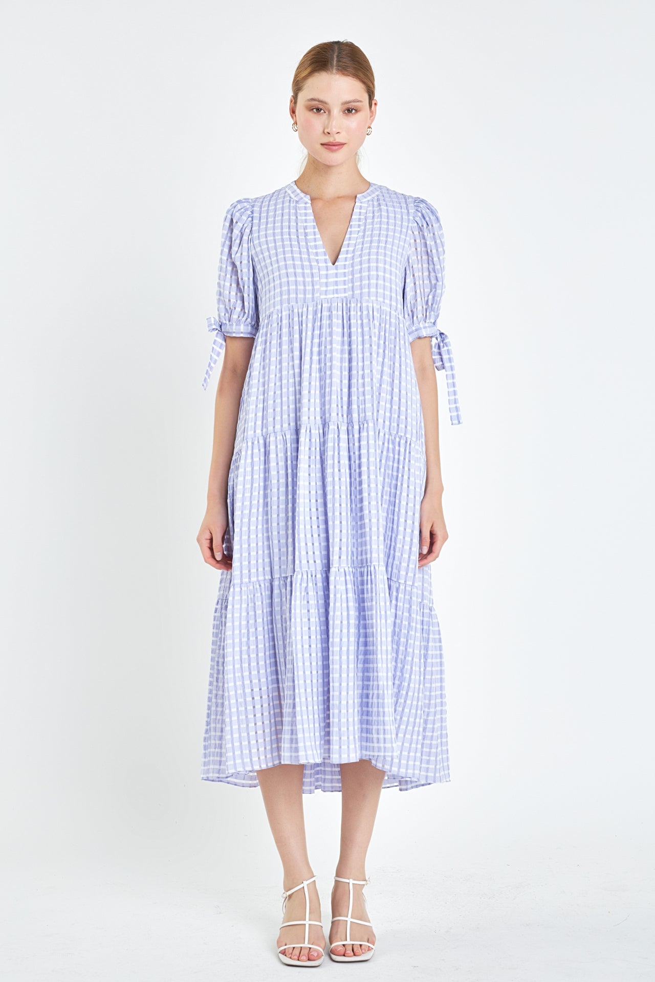 Gingham Tiered Midi Dress