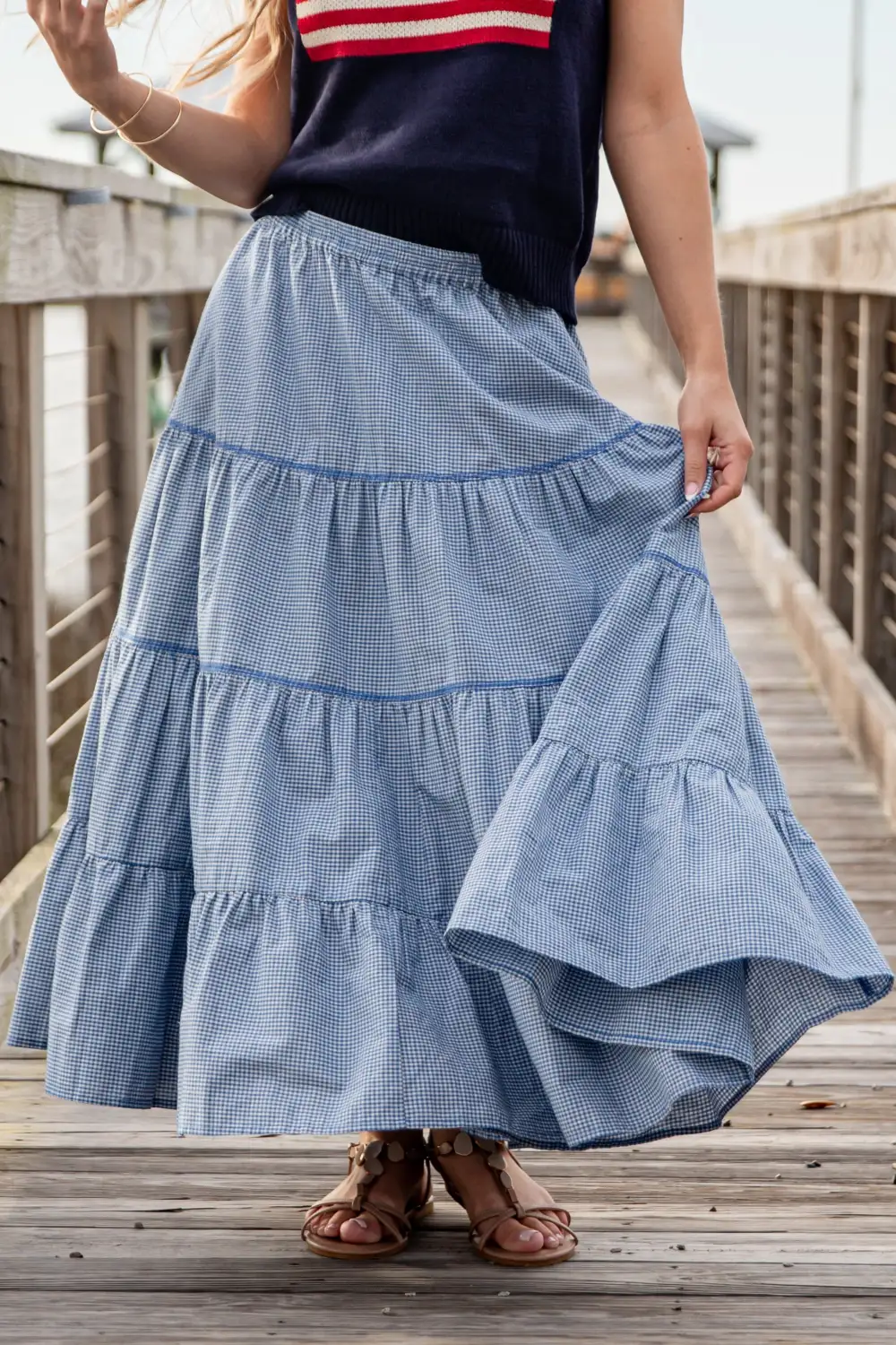 High Rise Mid Rise Elastic Waist Maxi Skirt