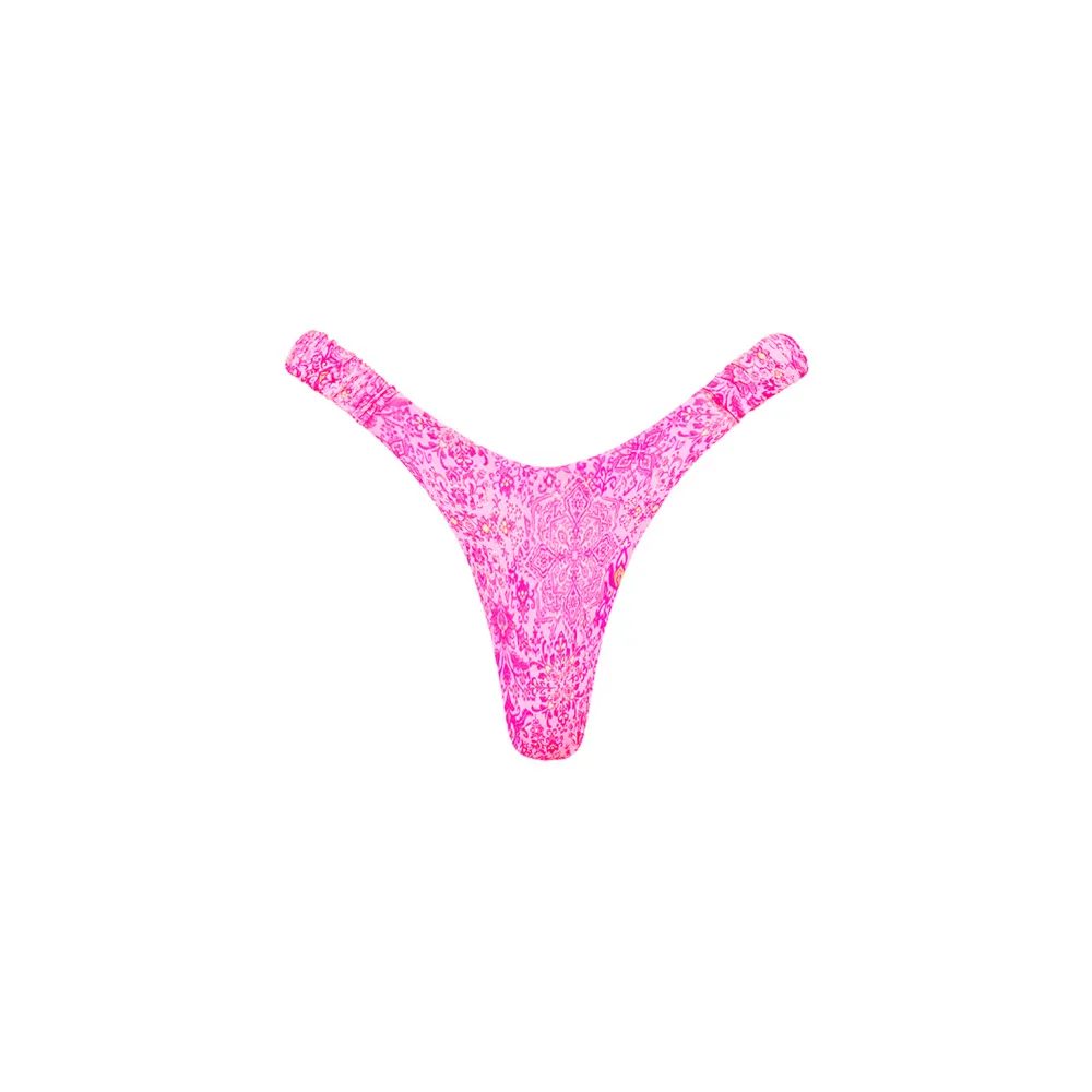 Rose Quartz Retro Y Shaped Thong Bikini Bottom