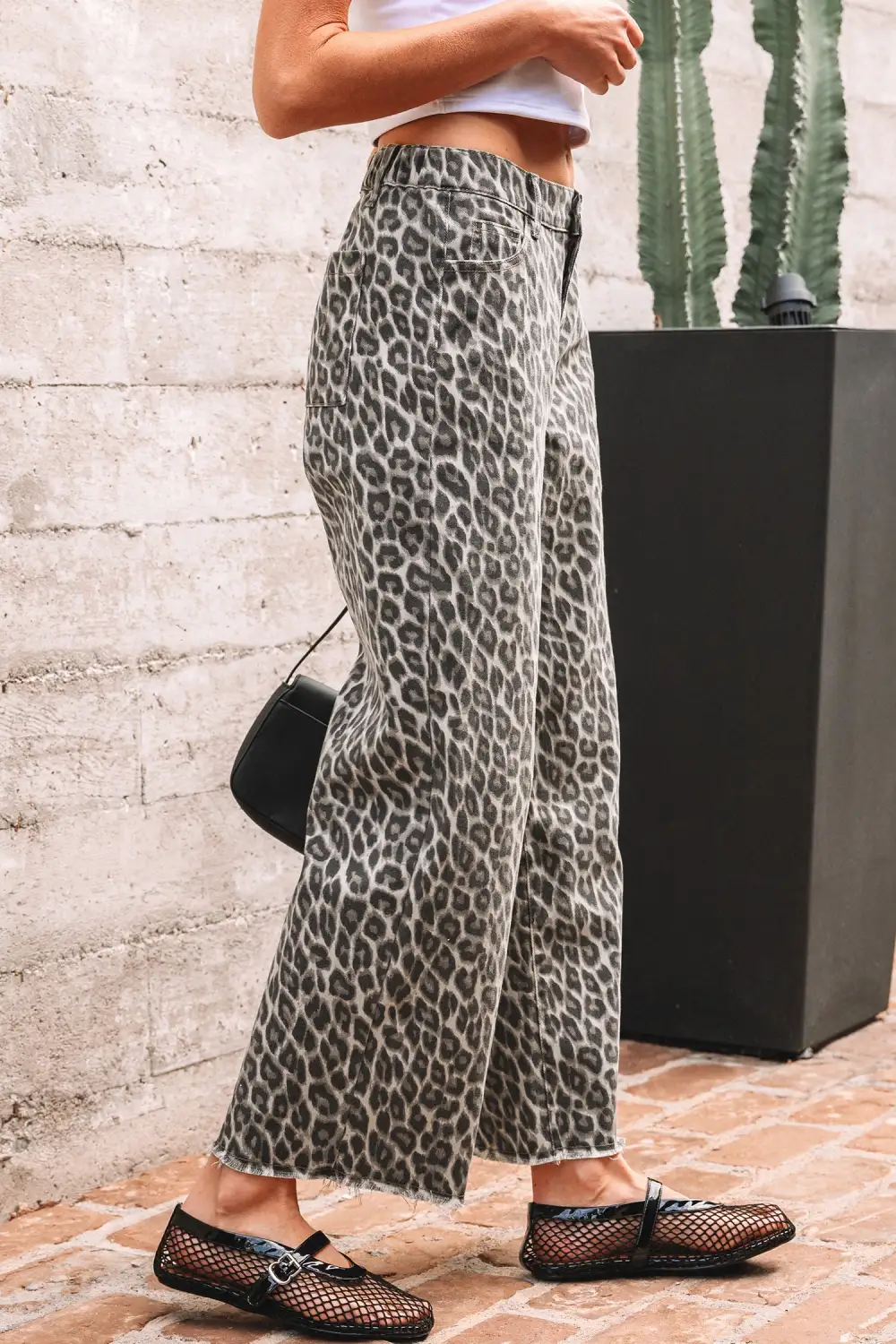 Leopard Straight Loose Leg Jeans