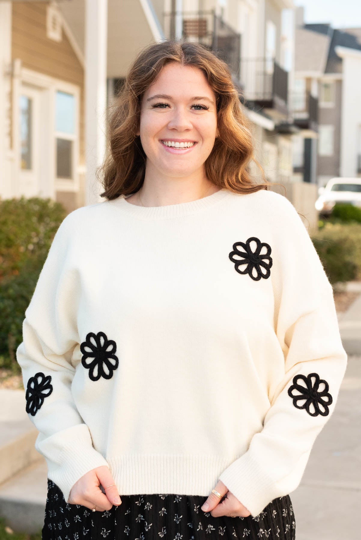 Martha Cream Floral Sweater