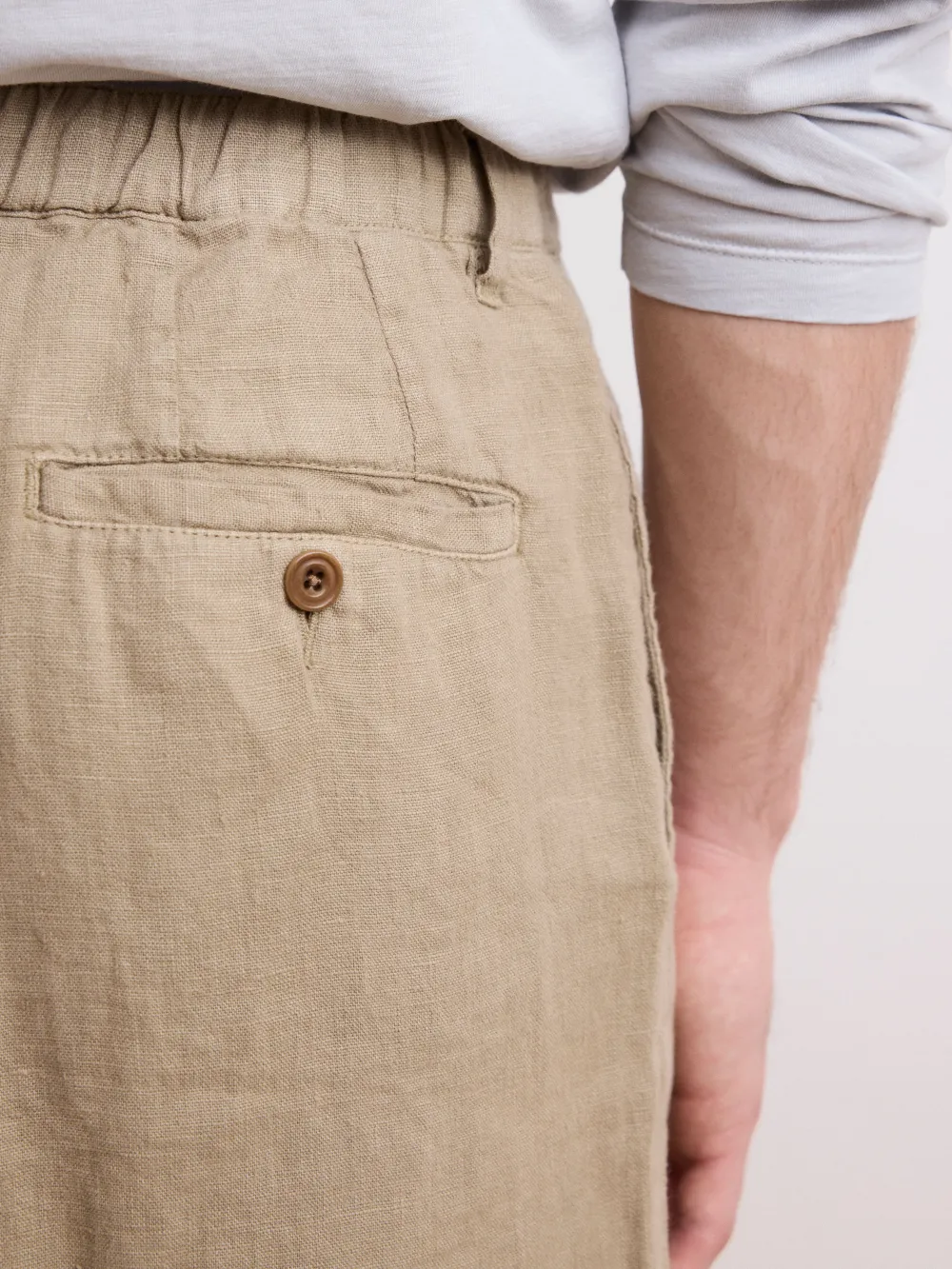Men's Beige Linen Shorts
