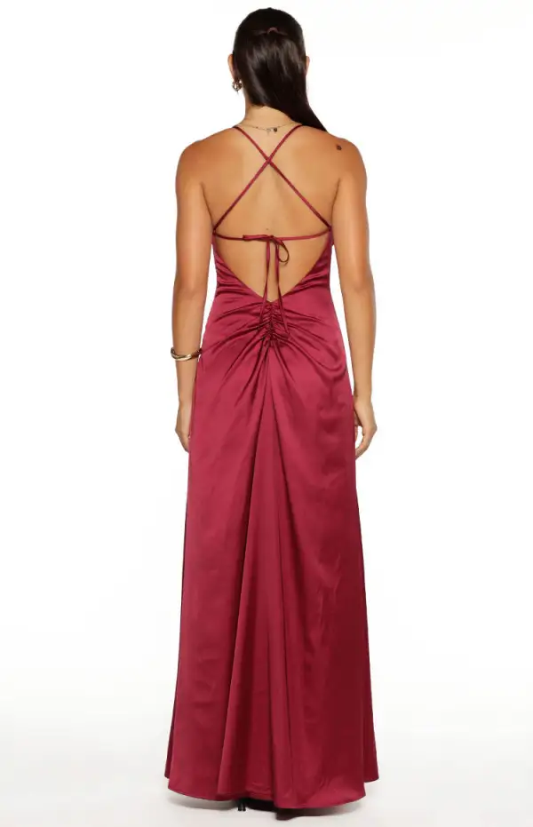 Modern Satin Backless Maxi Dress