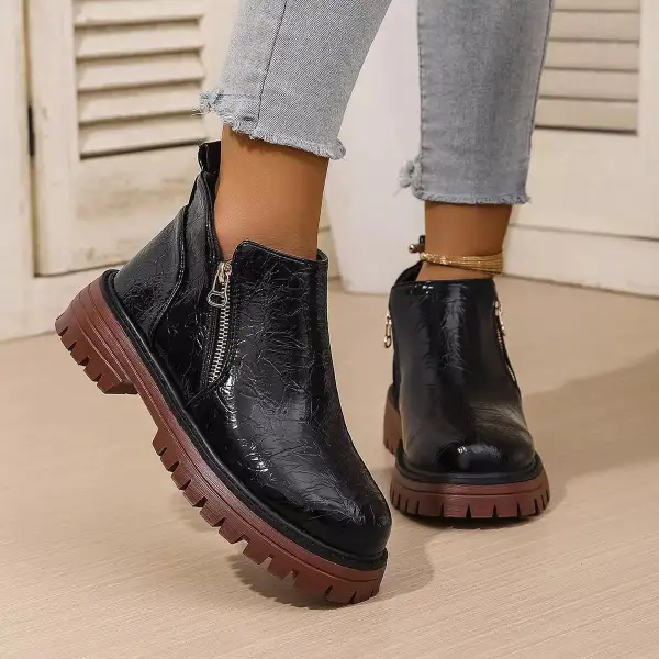 Round Toe Block Heels Boots