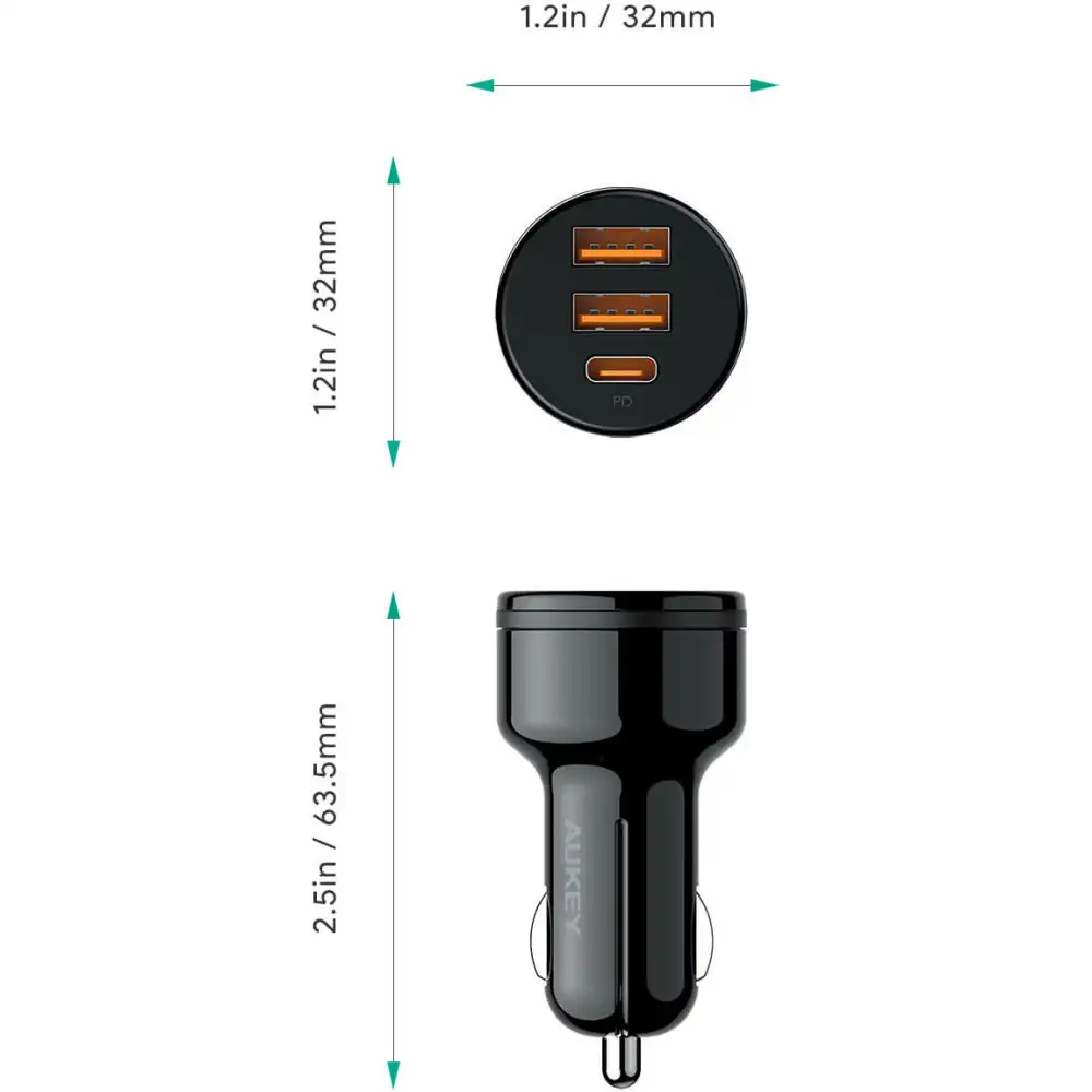 AUKEY CC-Y16 (Dual USB-A/USB-C) Car Charger - 36W