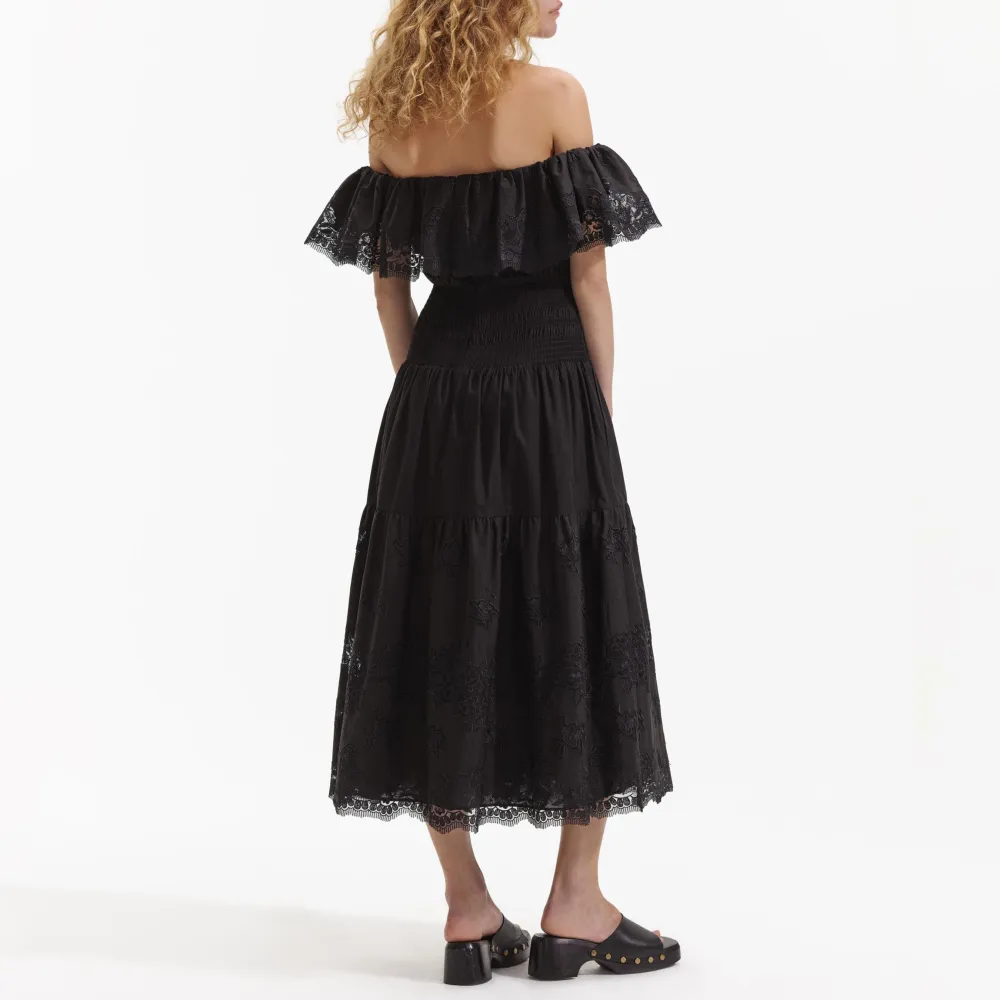 Black Cotton Midi Dress