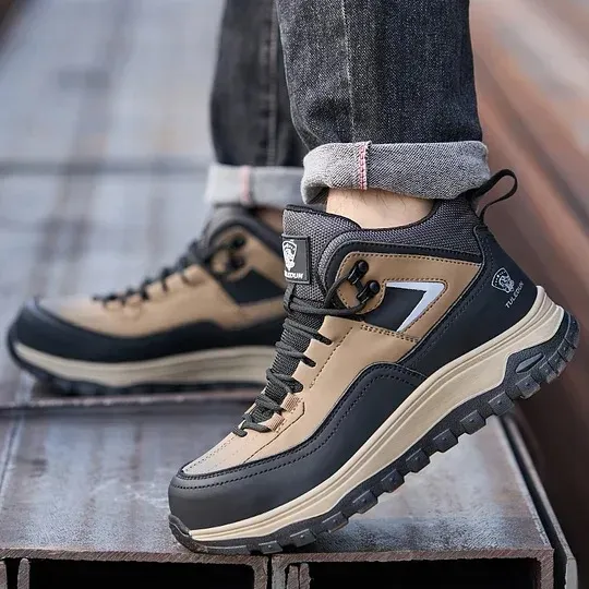 Men's Orthopedic Protective Hiking/Work Boots—Waterproof, Slip-Resistant, Impact-Resistant, Puncture-Proof—Wide Toe Box, Arch Support, Ankle Support