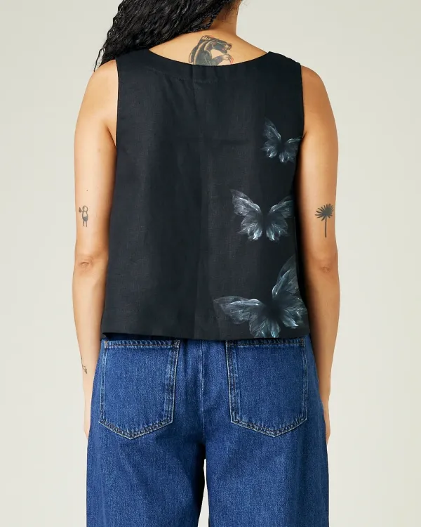 BLACK LINEN TOP