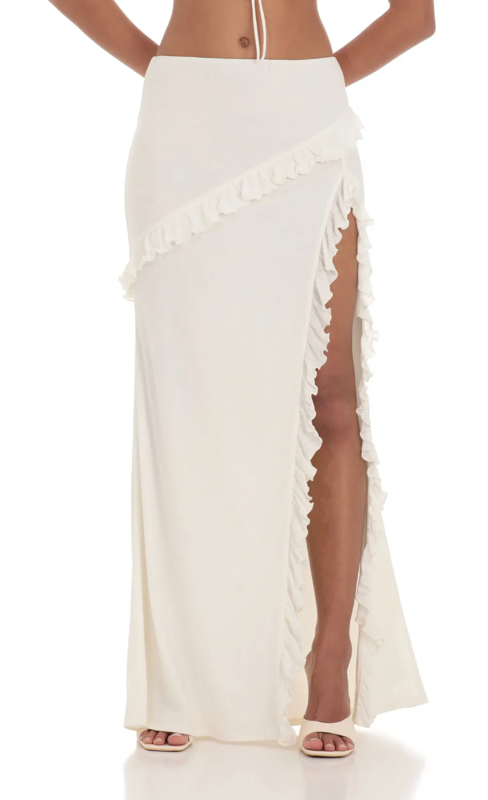 Ruffle Two Piece Set in White