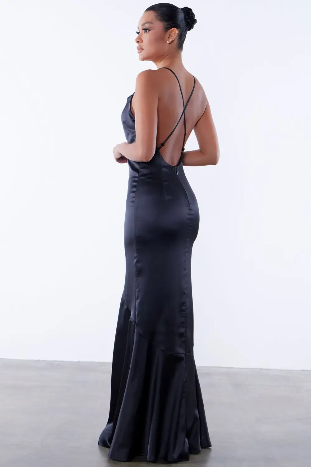 Alice Satin Maxi Dress - Black