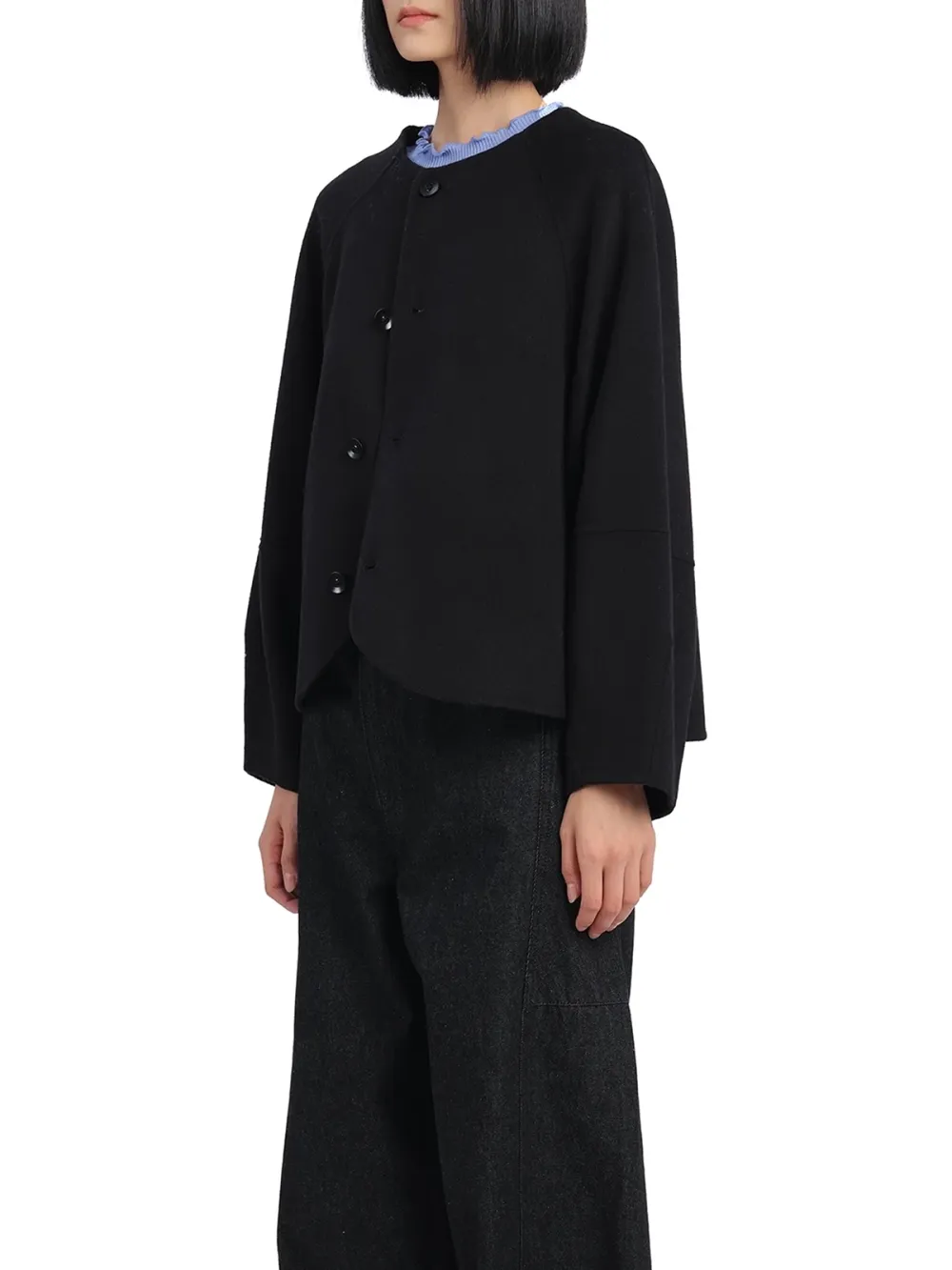 Round Neck Button - Up Blazer